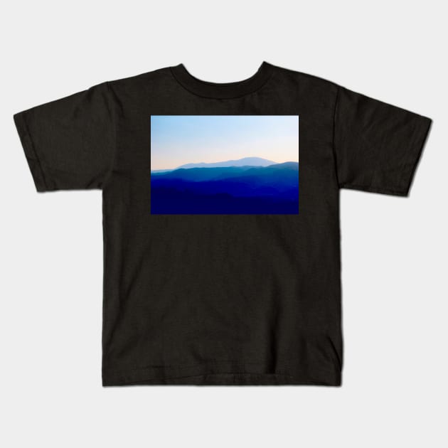 Sunset in Rhodes Shades of Indigo Kids T-Shirt by fokafoka